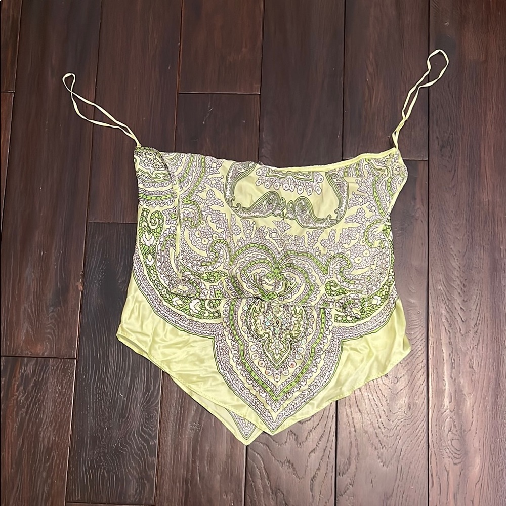 Anna Paul Size M Women Bandana Top 100% Silk